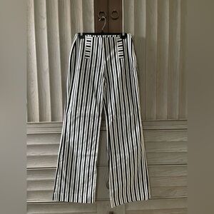 NWOT Boston Proper Black and White Striped Wide Leg Pants